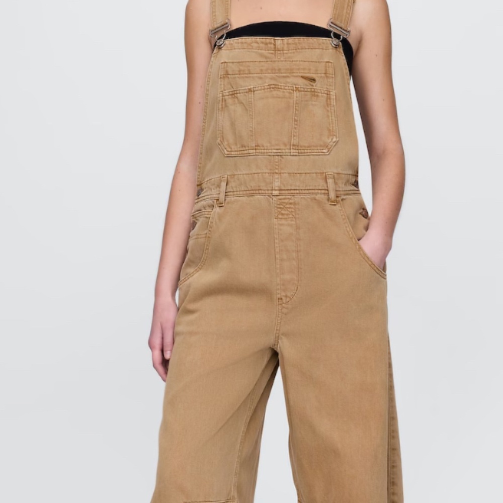 GAP Tan Cotton Denim Overalls Jumpsuit